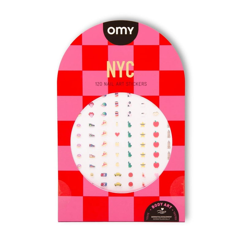 omY New York Nail Art Stickers - 120 Stickers, Waterproof, Durable, Fun, Creative Designs | Strong Enough to Last Through Hand Washing - Easy to Apply, Safe, Non-Toxic | Age 6 and Up - Image 1